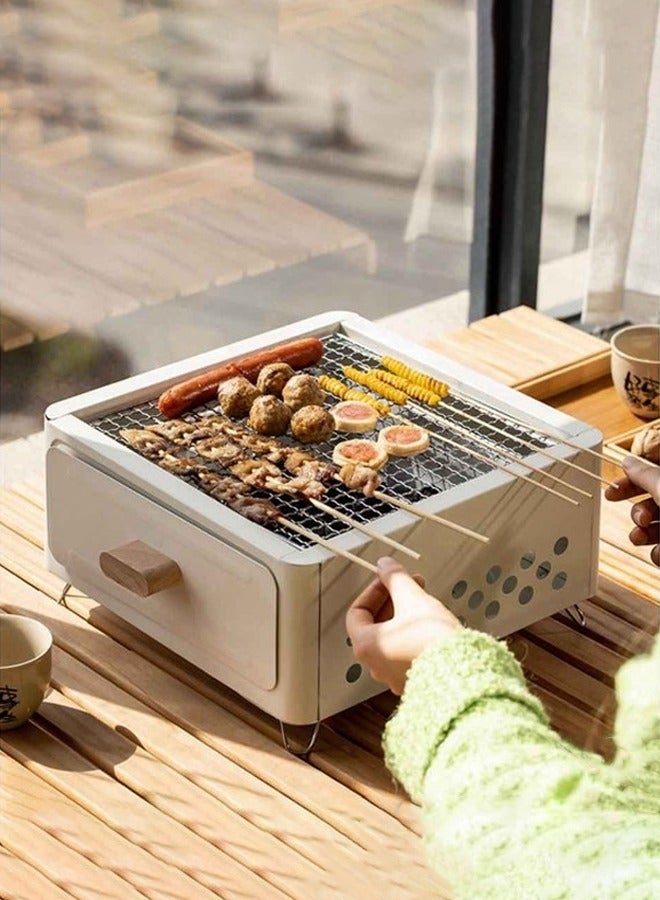 MIXDE Portable Square Charcoal Grill with Removable Charcoal Tub, less Outdoor BBQ Stove for Picnic, Camping and BBQ Parties  - Image 1