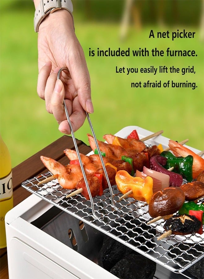 MIXDE Portable Square Charcoal Grill with Removable Charcoal Tub, less Outdoor BBQ Stove for Picnic, Camping and BBQ Parties  - Image 3
