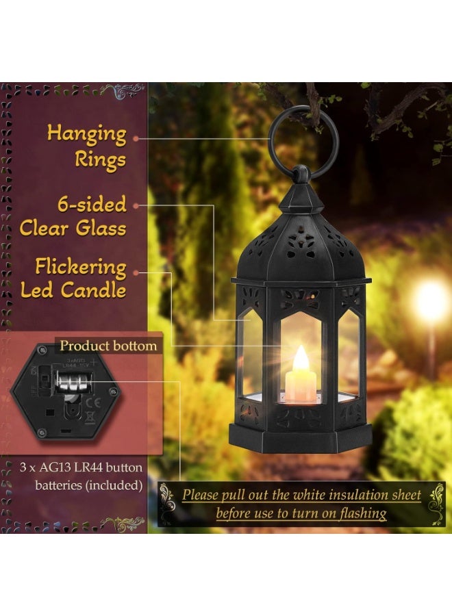 Candle Cunhill 12 Pieces Mini Lanterns with Flickering LED Candle, Batteries Included, Decorative Hanging Candle Lantern for Indoor Use, Wedding, Party, Table... - Image 3