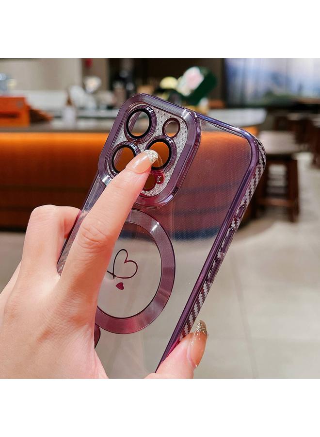 Zaboon Case For iPhone 11 Pro Max Loves Carbon Fiber Clear Plated Magsafe TPU Phone Case - Image 5