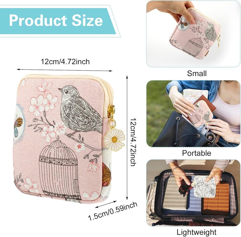 Amabro Sanitary Napkin Storage Bag 2PCS Period Bags Cute Sanitary Pad Storage Pouch Tampon Pantyliners Menstrual Purse Daisy Zipper for Women Teen Girls School Travel Feminine ProductBird - Image 3