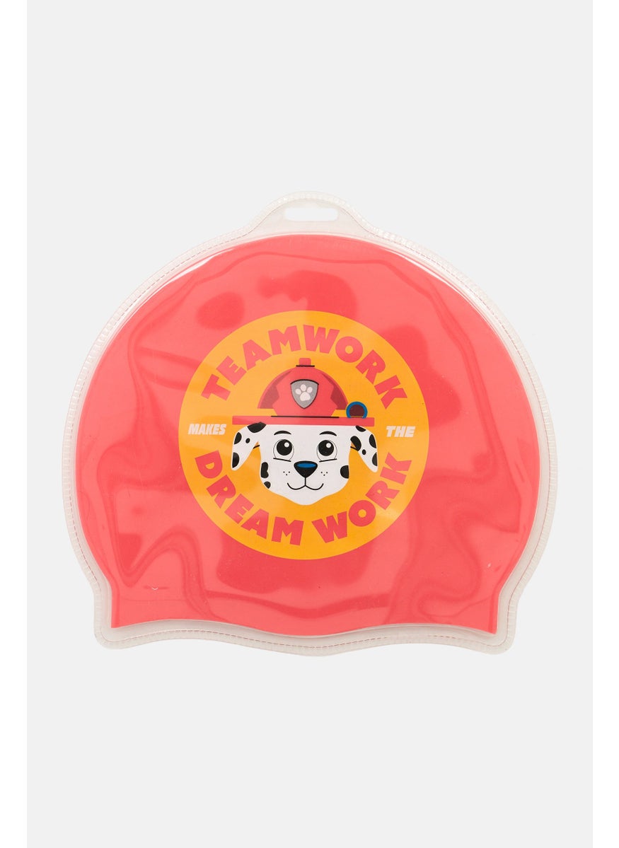 nickelodeon Kids Boy Team Work Dream Work Swim Cap, Red Combo  - Image 1