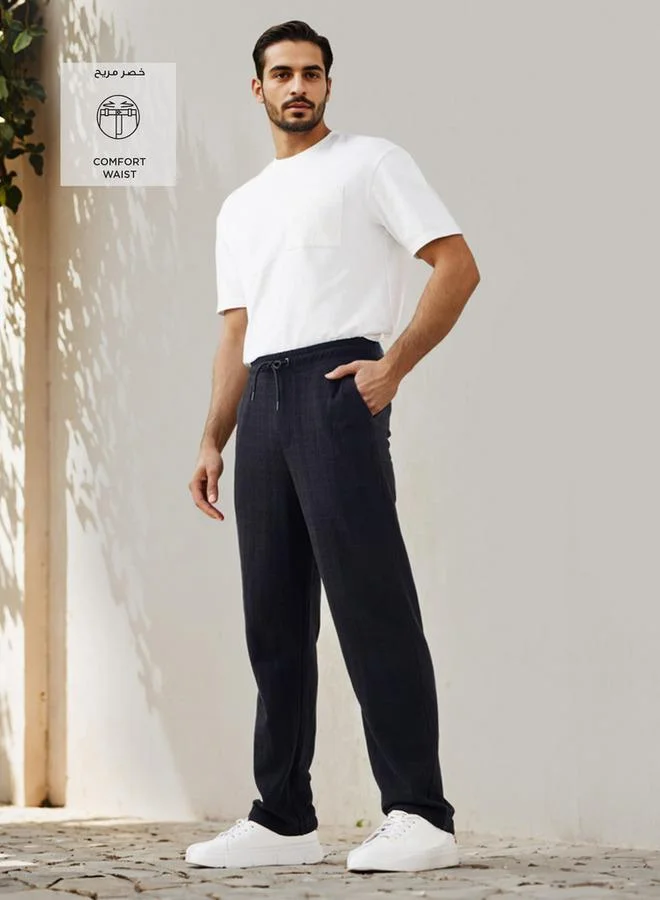 ايكونيك Iconic Regular Fit Textured Trousers with Pockets