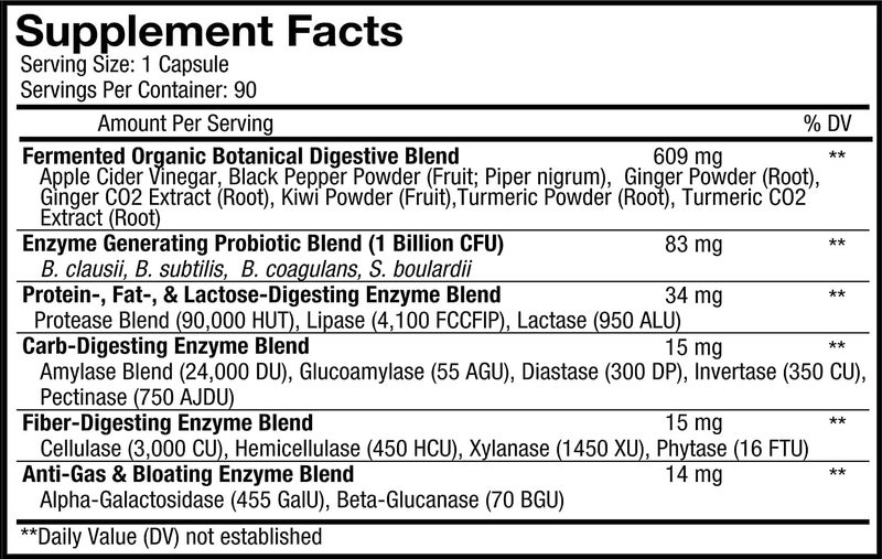 Codeage Fermented Digestive Enzymes Supplement Probiotics Prebiotics Vitamins Stomach Food Enzyme Amylase Lipase Lactase Plant Based Vegan NonGMO 3 Months Supply 90 Capsules - Image 2