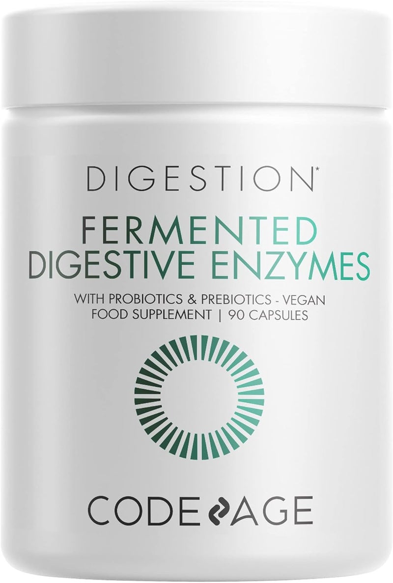 Codeage Fermented Digestive Enzymes Supplement Probiotics Prebiotics Vitamins Stomach Food Enzyme Amylase Lipase Lactase Plant Based Vegan NonGMO 3 Months Supply 90 Capsules - Image 1