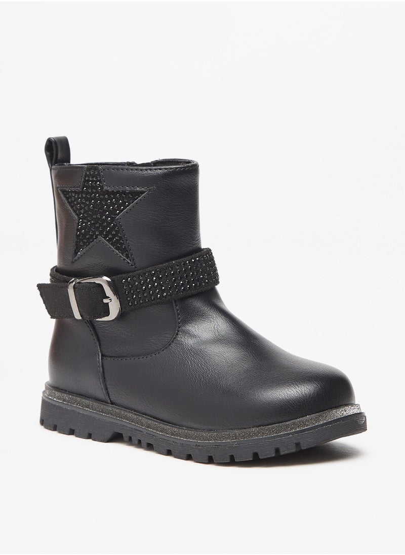 Flora Bella By Shoexpress - Girls Embellished Boots with Buckle Detail and Zip Closure - Image 1