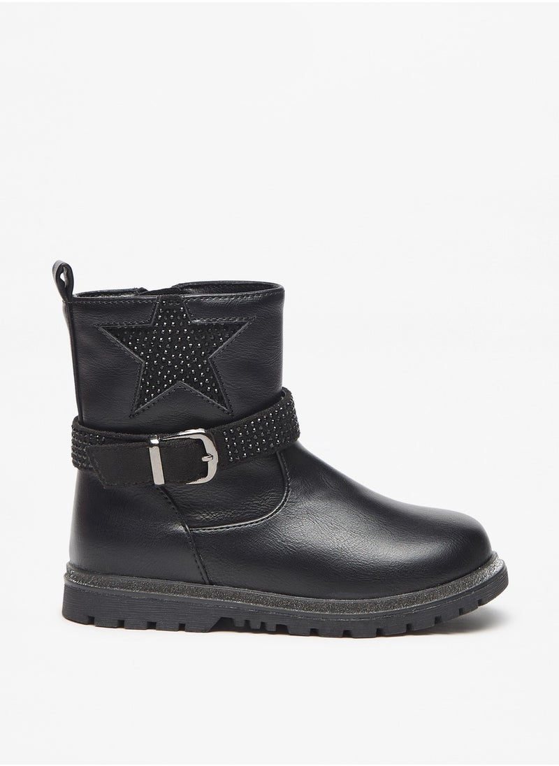 Flora Bella By Shoexpress - Girls Embellished Boots with Buckle Detail and Zip Closure - Image 1