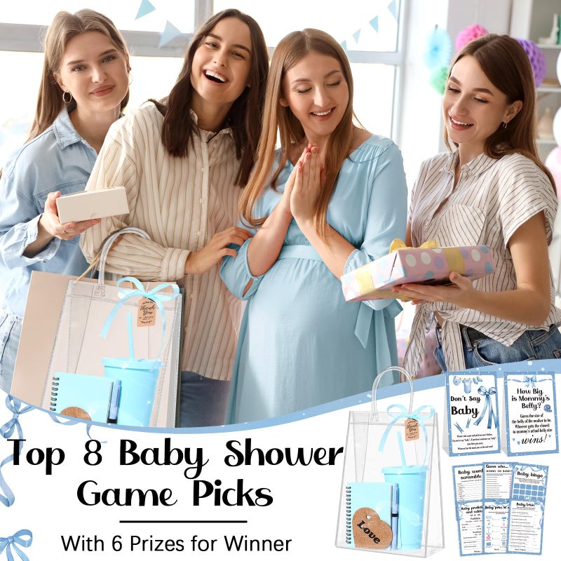 Dunzoom 461 Pcs Funny Baby Shower Games with Prizes for Guests Game Player Winners Gifts Include Plastic Tumbler Notebook Ballpoint Pen Gift Bag, All in One Set(Pink) - Image 5