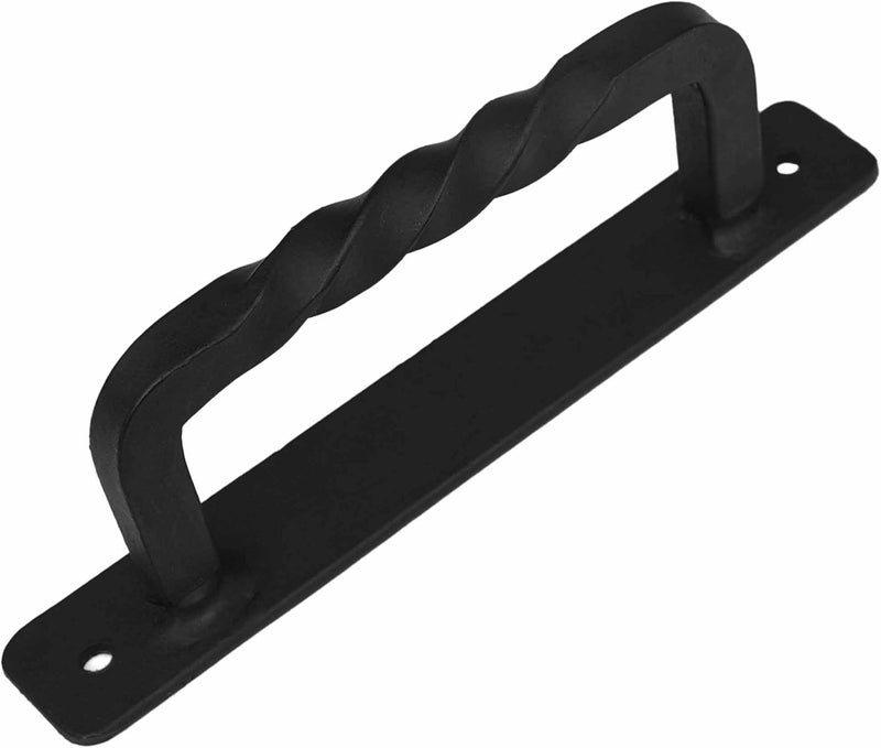 SaKeGa Rustic Twisted Barn Door Handle Black Wrought Iron Pull Handle for Sliding Barn Doors, Gates, Cabinets & Furniture - Image 4