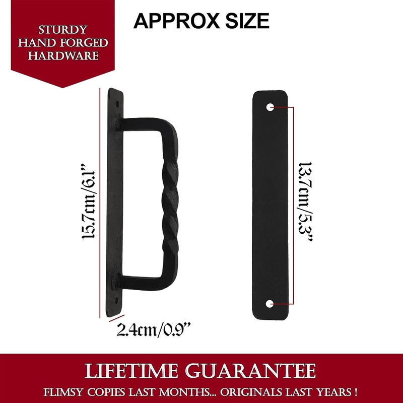 SaKeGa Rustic Twisted Barn Door Handle Black Wrought Iron Pull Handle for Sliding Barn Doors, Gates, Cabinets & Furniture - Image 1