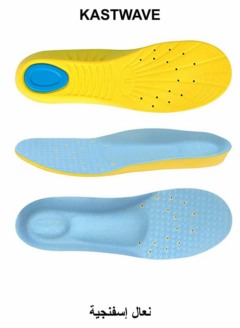 KASTWAVE Memory Foam Insoles, PU Orthotic Sport Insoles, Comfortable Breathable, Shock Absorption and Relieve Foot Pain, Plantar Fasciitis Arch Support Insoles (Men 41-46/ Women 42-47) - Image 1