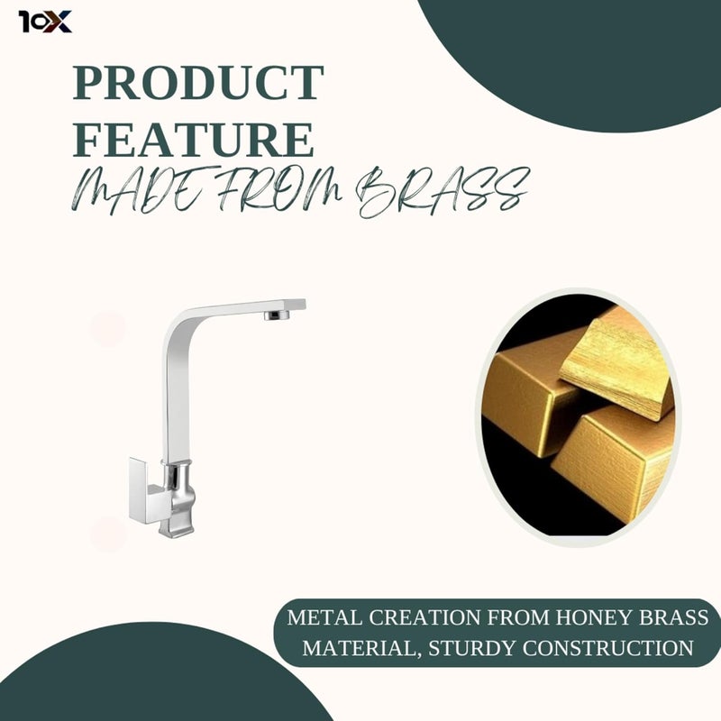 10X Brass Swan Neck Tap S7N956 for WashbasinKitchen Table Mounted Chrome Plated - Image 4