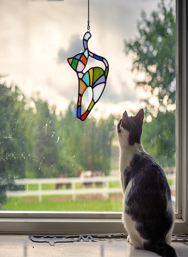 BOXCASA Cat Stained Glass Suncatcher for Window,Rainbow Cat Stretching Rainbow Bridge Gifts for Cats Lovers,Colorful Stained Glass Window Hanging Cats Themed Gifts for Women - Image 4