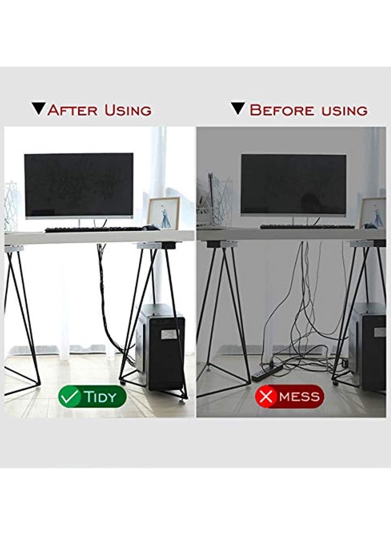 Cable Tidy Management Fastening Tape Sticky Strips Hook Loop Reusable And Flexible Wire Ties Cable Organizer For Computer Tv Power And Other Cables - Black 5Meter - Image 2