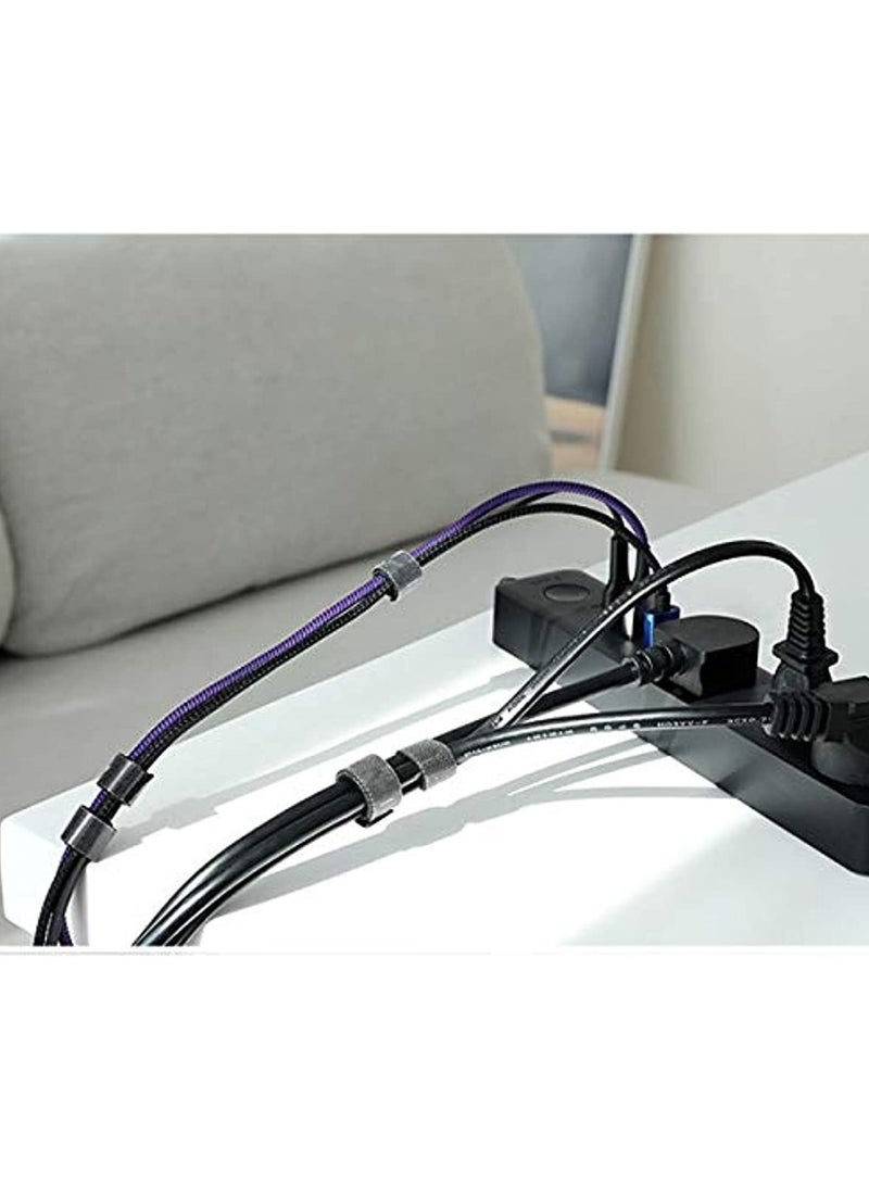 Cable Tidy Management Fastening Tape Sticky Strips Hook Loop Reusable And Flexible Wire Ties Cable Organizer For Computer Tv Power And Other Cables - Black 5Meter - Image 3