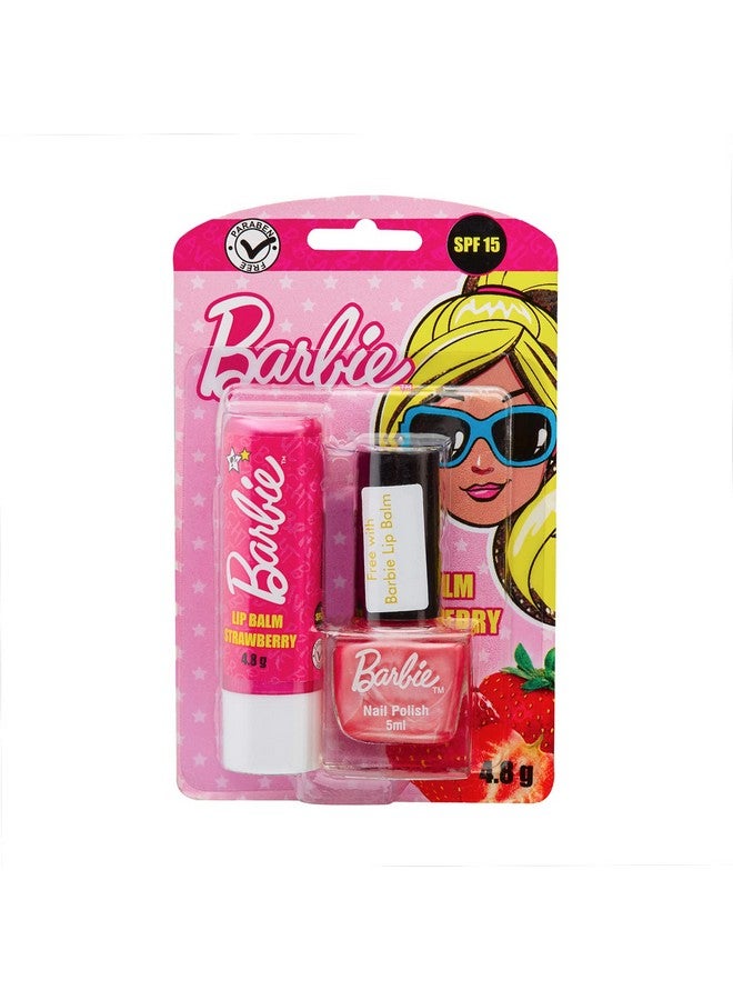 باربي بلسم الشفاه - الفراولة، غني بزيت الجوجوبا وزيت اللوز وفيتامين E، خالٍ من البارابين، عامل حماية من الشمس 15، 4.8 جم، وردي - Image 1