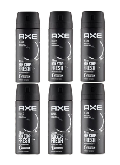 Non Stop Fresh Black Body Spray Deodorant 6x150ml