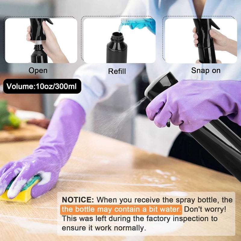 Scholazs Scholazs Professional Water Spray Bottle for Taming Hair in Morning Refillable Mist salon Hairstyling Plants Pets Black 300 ML - Image 2