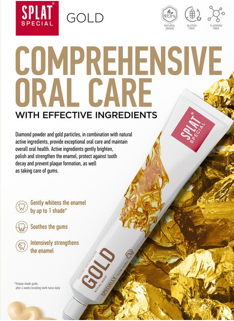 SPLAT Gold Toothpaste,Free from Fluoride, 75 ml
