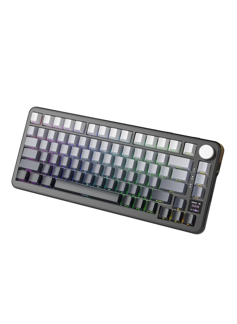 Attack Shark - ATTACK SHARK X85Pro Wireless Mechanical Gaming Keyboard – Hot-Swappable – 75% Compact Layout – Smart TFT Display & Metal Knob – Tri-Mode Connection (Bluetooth 5.1, 2.4GHz, USB-C) – RGB Backlight – Gasket Mount – PBT Keycaps – PC Laptop Mac Compatible (Moonlight Black) - Image 1