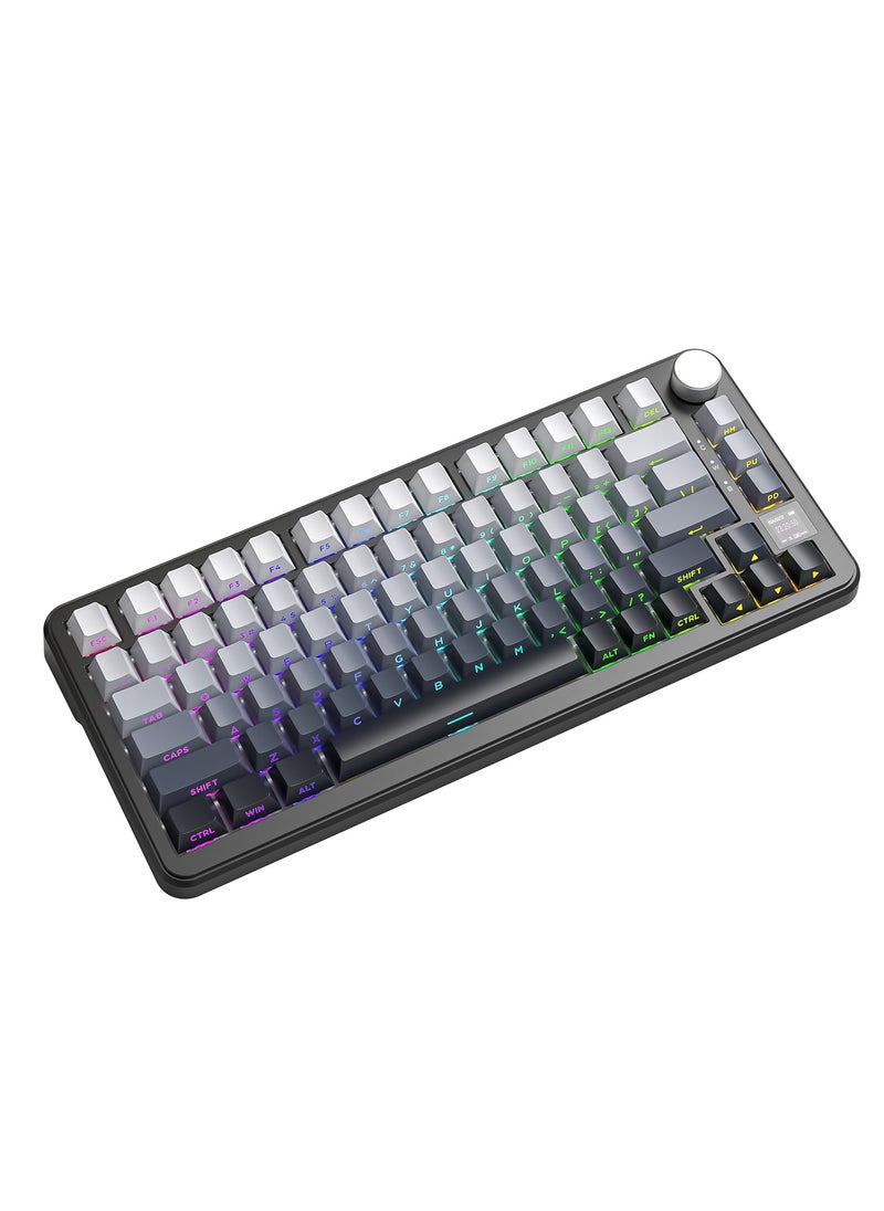 Attack Shark - ATTACK SHARK X85Pro Wireless Mechanical Gaming Keyboard – Hot-Swappable – 75% Compact Layout – Smart TFT Display & Metal Knob – Tri-Mode Connection (Bluetooth 5.1, 2.4GHz, USB-C) – RGB Backlight – Gasket Mount – PBT Keycaps – PC Laptop Mac Compatible (Moonlight Black) - Image 1
