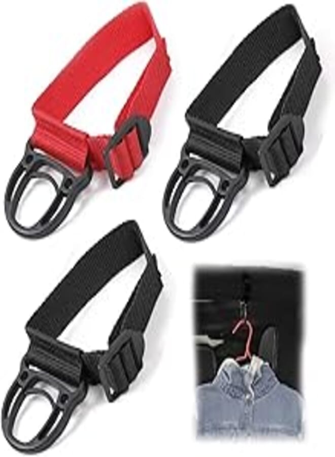 FASHION MANIA fashion mania 3 Pack Roll Bar Coat Hanger Clothes Hook for Jeep Wrangler JL JT TJ JK JLU Sports Sahara Freedom Rubicon X & Unlimited 2007-2018 2019 2020 2021 2022 2023 Black Interior Parts Accessories