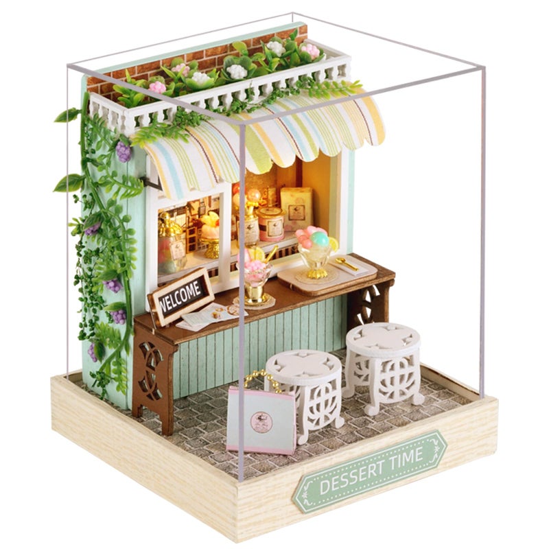 Flever Dollhouse Miniature DIY House Kit Creative Room with Furniture for Romantic Artwork Gift Dessert Time - Image 3