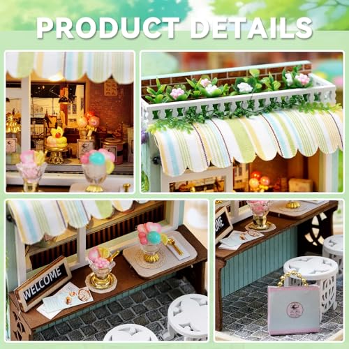 Flever Dollhouse Miniature DIY House Kit Creative Room with Furniture for Romantic Artwork Gift Dessert Time - Image 5