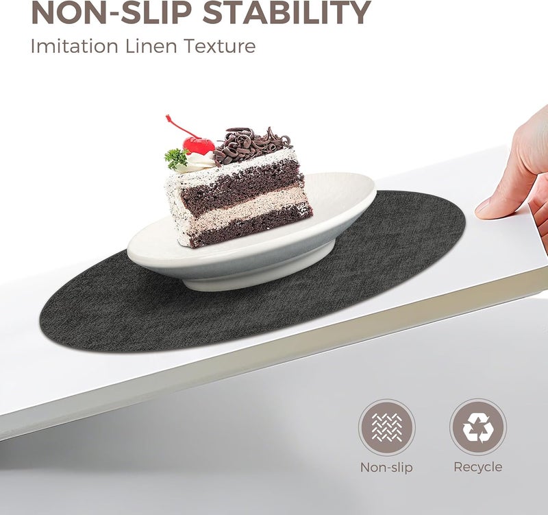 NCUE 13" Round Placemats Set of 12, Reversible Faux Leather Heat Resistant Table Mats, 100% Waterproof Oilproof Wipeable Table Protective Placemats for Vinyl, Washable for Indoor (12, Deep Gray) - Image 4