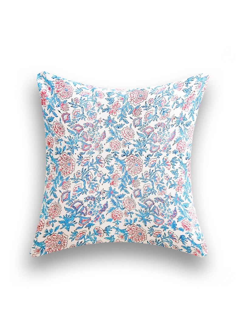 OJARIYA Quilted Non-Allergenic Premium Organic Cotton Hand Block Printed Multicolour Cushion Cover 40 Cm X 40 cm - Image 1