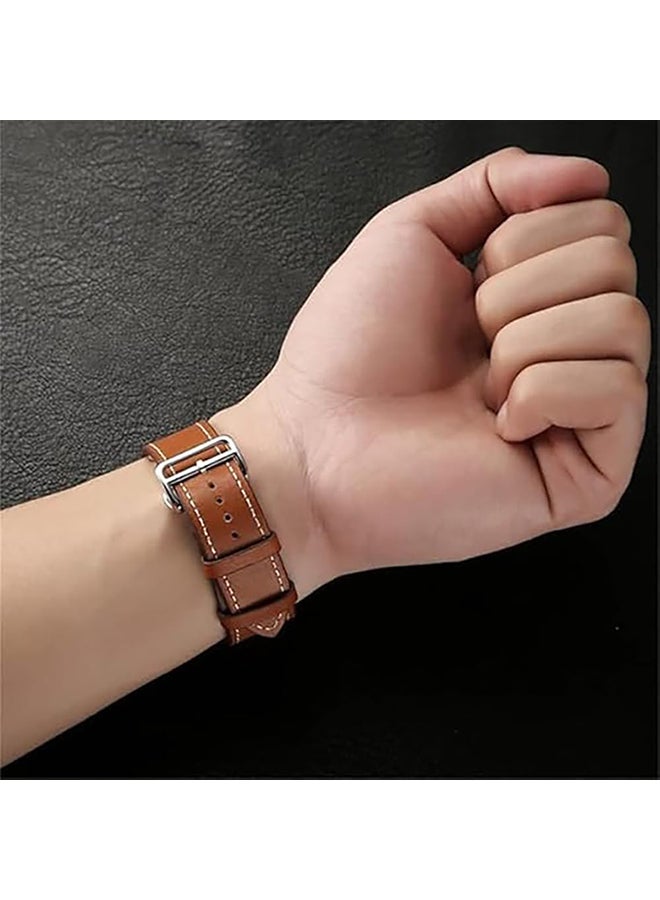 O Ozone Leather Bands For Samsung Galaxy Watch 7 6 5 4 FE 40mm 44mm 45mm/Galaxy Watch 6 4 43mm 47mm 42mm 46mm,20mm Replacement Wristband - Grey - Image 2