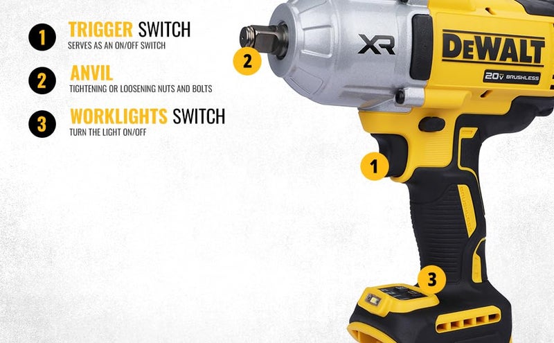 DEWALT DCF900NB1 12 20V Max Liion Reversible Cordless Brushless Compact Impact Wrench 1898 Nm Torque with LED Ring Lighting Bare Tool - Image 4