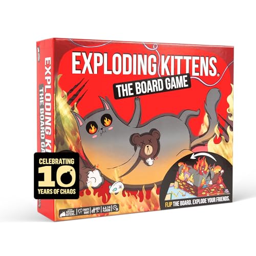 Exploding Kittens: The Board Game - The Action Packed Party Game to Celebrate 10th Birthday - 2-6 Players Aged 7+ - Great for Adults, Teens, Collectors, Kids - Image 1