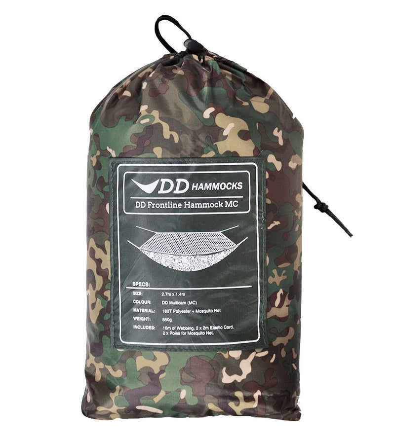 DD Hammocks Frontline Hammock MC Lightweight Camo Portable Stealth Jungle Hammock with Mosquito Net Sleep System for Backpacking and Outdoor Adventure