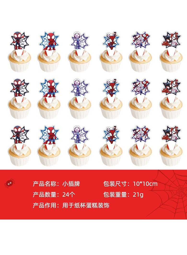 Zikra Superhero Spiderman Cake Toppers, Spider Cake Decorations Party Decorations Hero Birthday Cake Topper Kid Birthday Cake Decorations Birthday Party Decorations for Boys Children Kids(25 Pcs) - Image 3