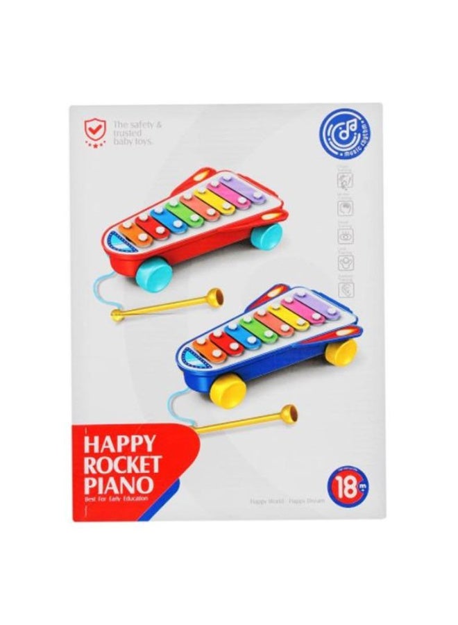 روكيت اكسليفون موسيقي للأطفال، ٨ مفاتيح ملونة، مع مضرب متعدد الالوان - Image 2