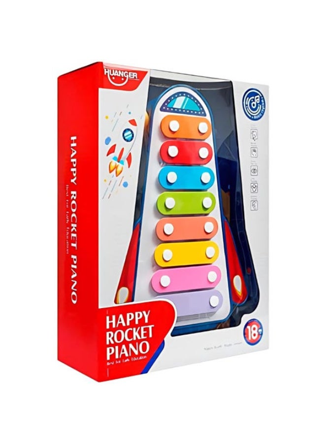 روكيت اكسليفون موسيقي للأطفال، ٨ مفاتيح ملونة، مع مضرب متعدد الالوان - Image 3