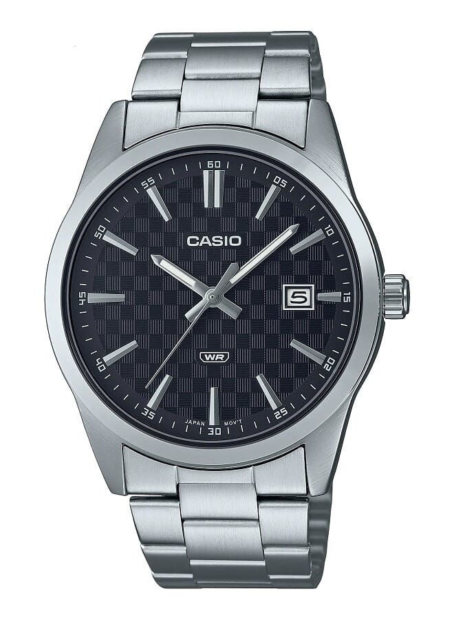 CASIO Men Watch Analog Date Display Black Dial Stainless Steel Band MTP-VD03D-1AUDF - Image 1