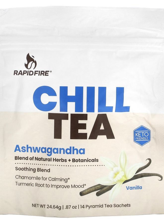 Chill Tea Ashwagandha Vanilla 14 Pyramid Tea Sachets 0.87 oz (24.64 g)