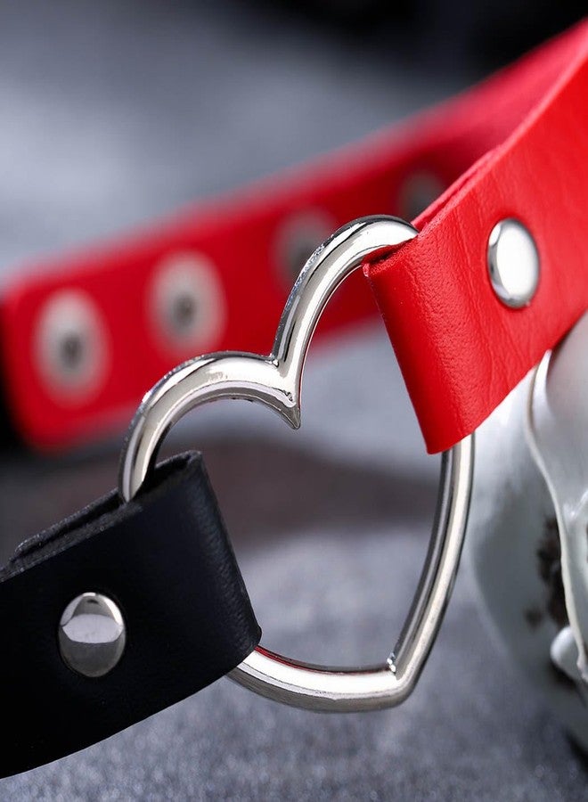 Tgirls Halloween Punk Choker Necklace Black Love Heart Leather Collar Gothic Necklaces for Women (Black and Red) - Image 5