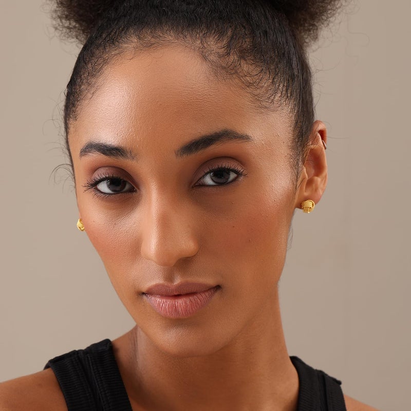 LeCalla 925 Sterling Silver Love Knot Stud Earrings Jewelry 14K Gold Plated Italian Design Twisted Wire Love-Knot Earring for Women - 8mm - Image 3