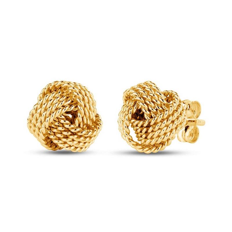 LeCalla 925 Sterling Silver Love Knot Stud Earrings Jewelry 14K Gold Plated Italian Design Twisted Wire Love-Knot Earring for Women - 8mm - Image 2