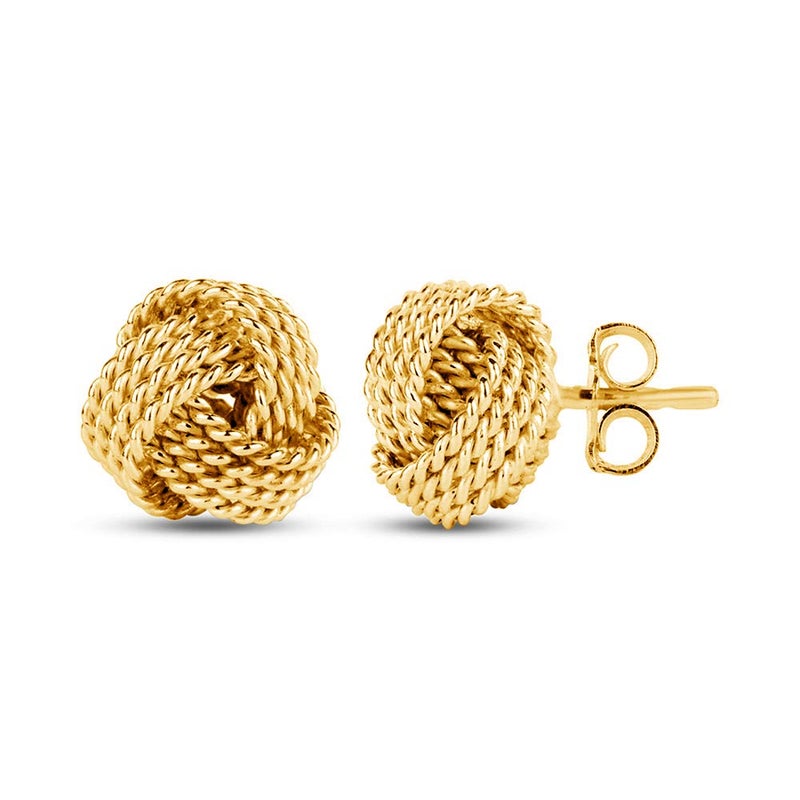 LeCalla 925 Sterling Silver Love Knot Stud Earrings Jewelry 14K Gold Plated Italian Design Twisted Wire Love-Knot Earring for Women - 8mm - Image 1