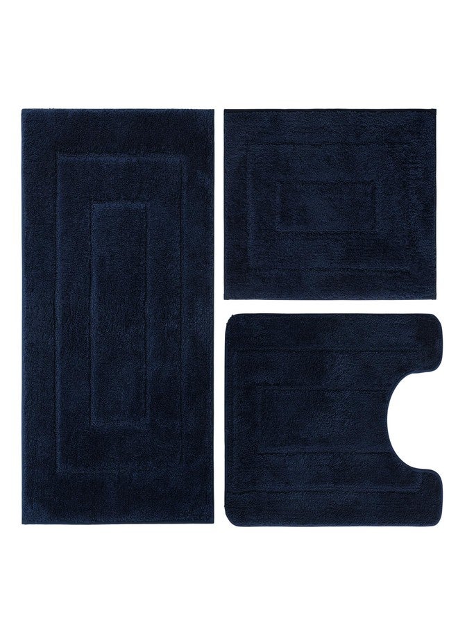 WCBSTT Bathroom Rugs Sets 3 Piece, with 20" x 28" U-Shaped Toilet Rug, Ultra Absorbent and Super Soft Touch, Non-Slip, Microfiber Plush,Rectangular Pattern, Quick Dry Bath Mats for Bathroom, Tub, Bedroom - Image 1
