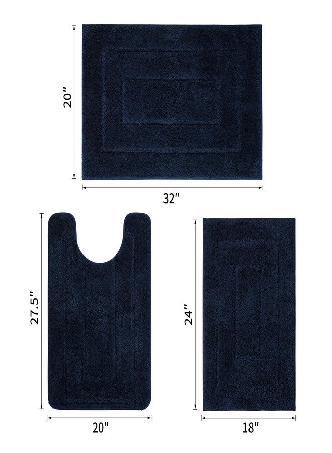 WCBSTT Bathroom Rugs Sets 3 Piece, with 20" x 28" U-Shaped Toilet Rug, Ultra Absorbent and Super Soft Touch, Non-Slip, Microfiber Plush,Rectangular Pattern, Quick Dry Bath Mats for Bathroom, Tub, Bedroom - Image 2