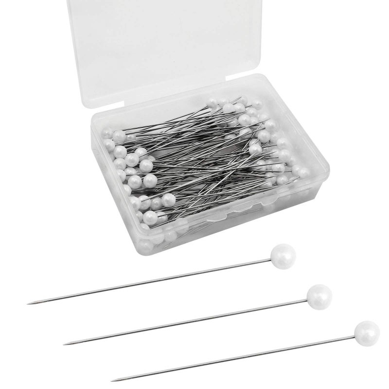 ZZHXSM Pack of Stainless Steel Ball Pearlescent Needles 6x65mm Pearl Head Pins Wedding Bouquet Pins for Headdress Button Hole Wedding Decoration Flower Arrangement