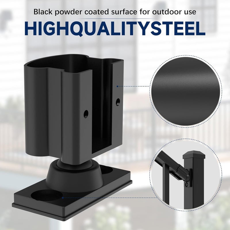 Egadis 4 Pack Aluminum Deck Railing Bracket Connector with Stair Foot & Drill, Adjustable Railing Bracket, Black Textured Powder-Coat Finish Railing System(Stair Bracket) - Image 5