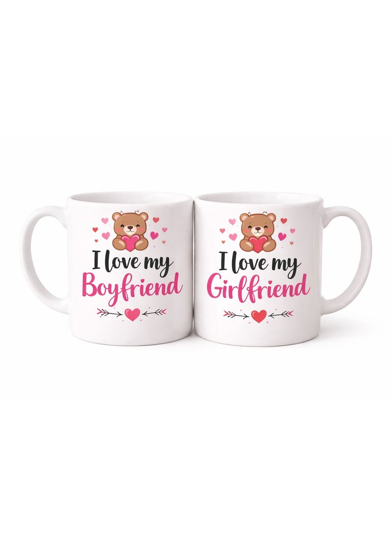 MELIZ I Love My Boyfriend & Girlfriend Matching Couple Mug Set - 2 Piece - Image 1