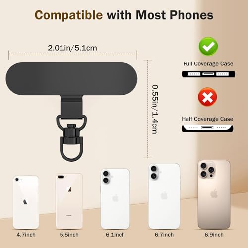 Zytiqt 5Pcs Rotatable Phone Tether Tab, Phone Tag, Universal Phone Lanyard Patch, Cell Phone Replacement Pad, Compatible for iPhone & Other Cell Phone - Image 2
