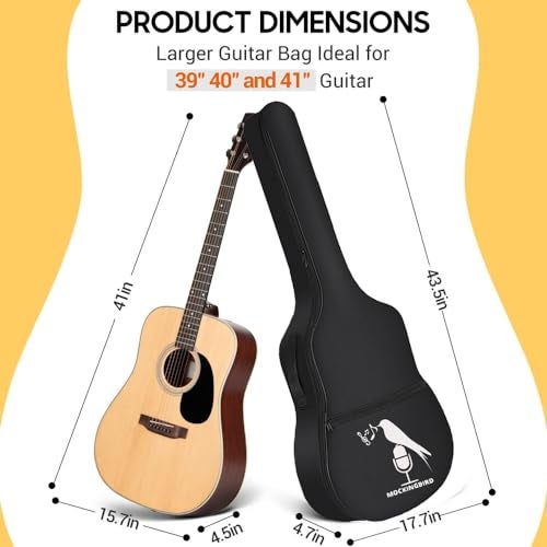 IMAGINEA 42 Inch Guitar Bag for Acoustic Guitar Gig Cover Bag with 5 Picks One Storage Pocket Guitar Case Adjustable Shoulder Strap Zippered Bags for Dust-Proof & Oxford Water-Resistant Soft Bag - Image 2